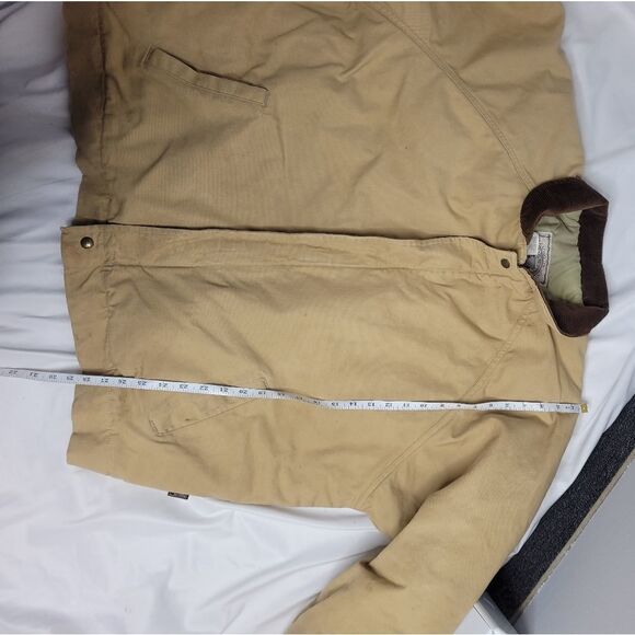 VINTAGE 90s Walls tan canvas work jacket corduroy collar barn coat 2XL TALL - Picture 12 of 12